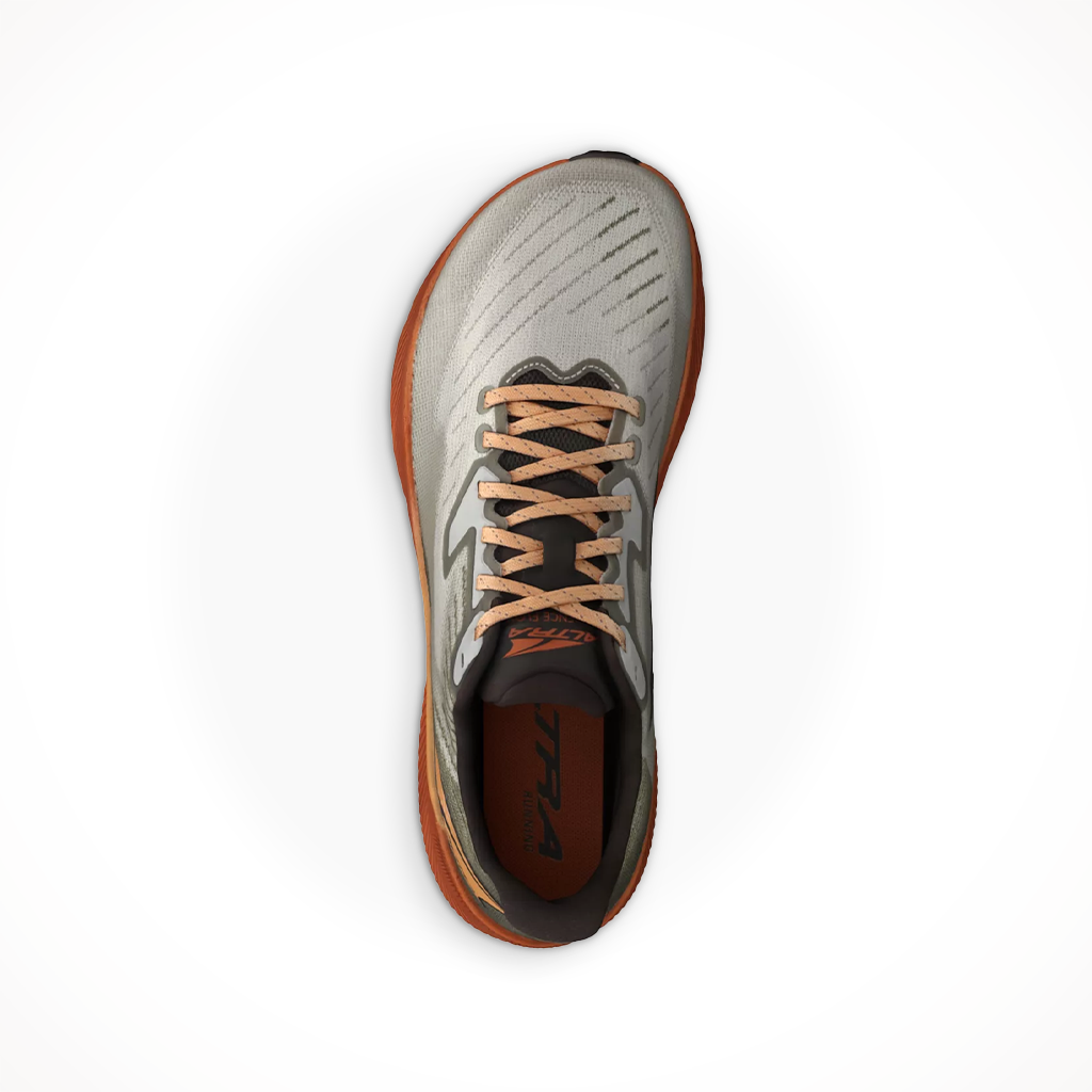 Product image: Altra Mens Experience Flow Grey Orange, shown from above.