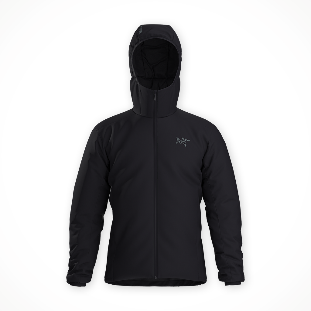 Product image: Arcteryx Atom Hoody Black Mens 2025, shown in primary marketing view.