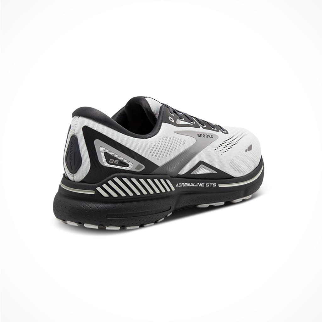 Product image: Brooks Mens Adrenaline GTS 23 Oyster Ebony Alloy Rear, side profile view.