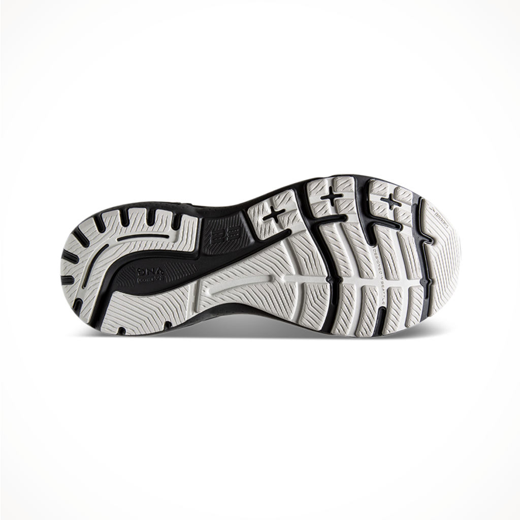 Product image: Brooks Mens Adrenaline GTS 23 Oyster Ebony Alloy, showing the outsole tread pattern.