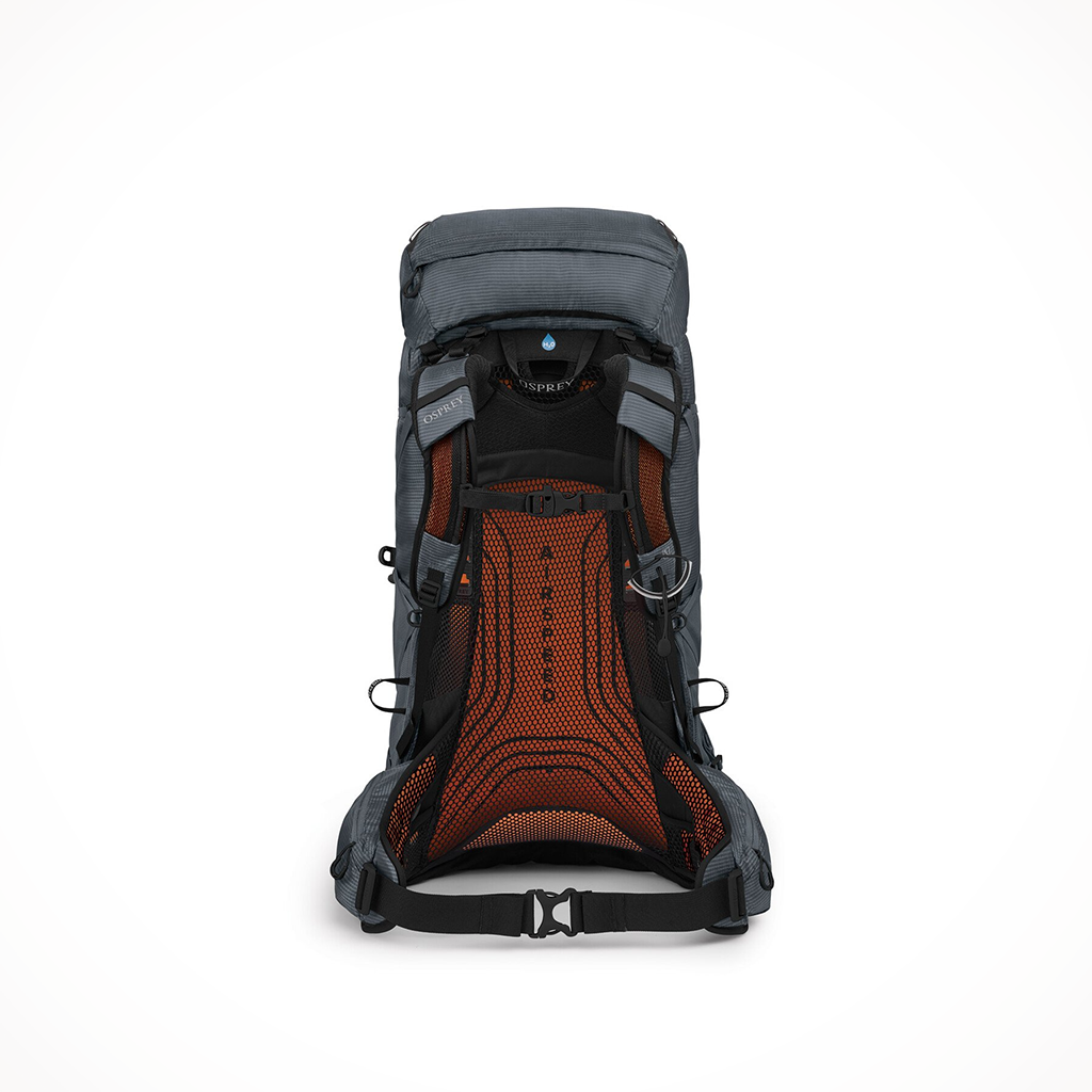 Product image: Camping Backpacks Womens Osprey Exos 48 Tungsten Grey, shown from the front.