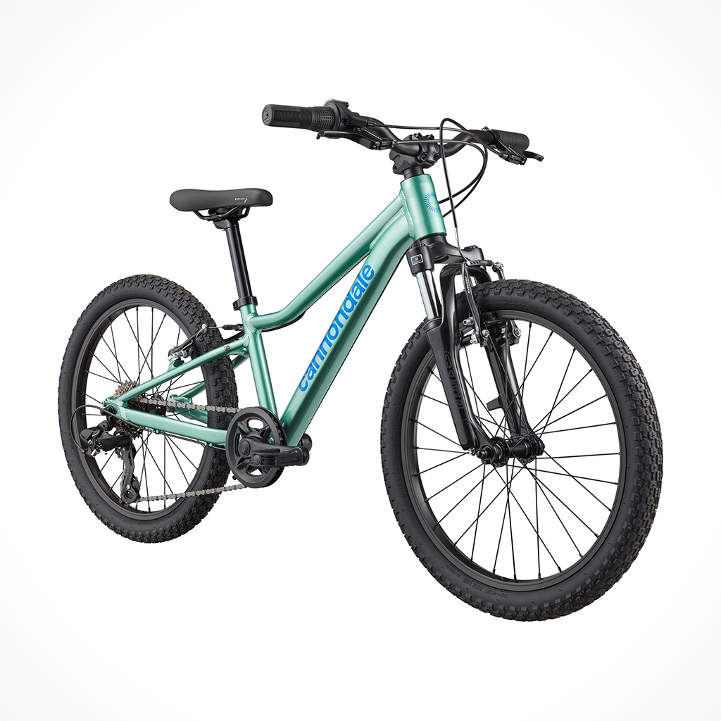 Product image: Cannondale Trail 20 Cactus Green kids 2026, shown from a three-quarter angled view.