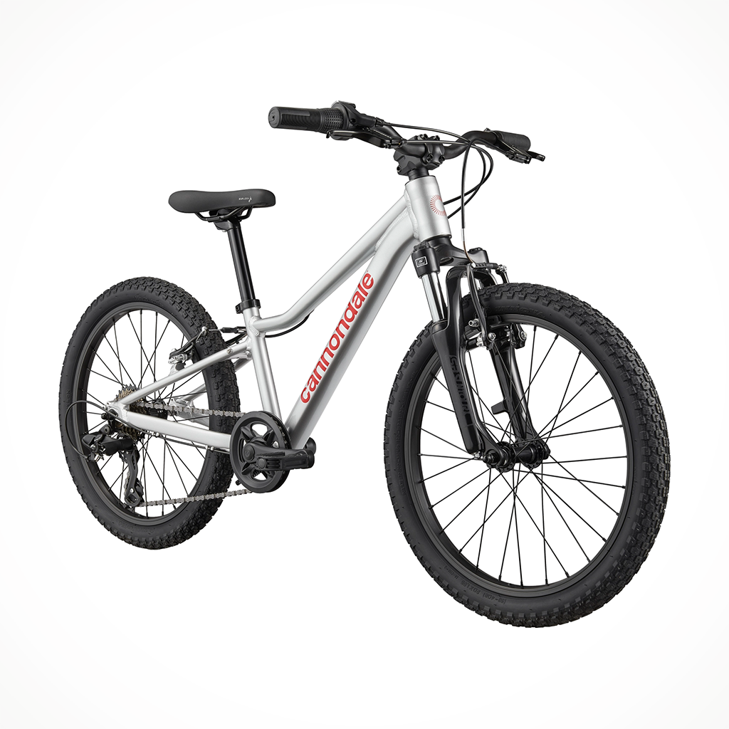 Product image: Cannondale Trail 20 Silver kids 2026, shown from a three-quarter angled view.