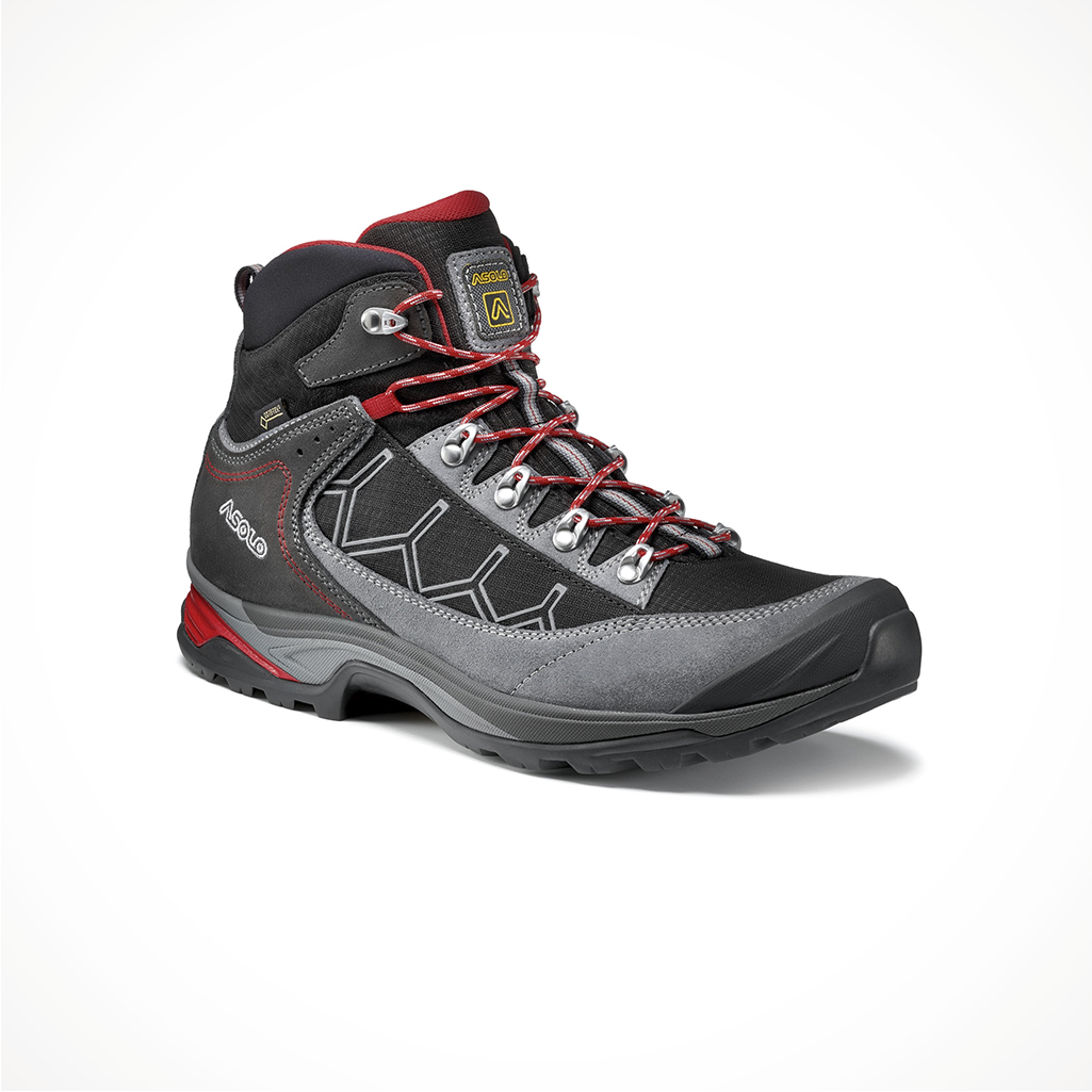 Product image: Footwear Asolo Mens Falcon GV Grey Black, shown from a three-quarter angled view.