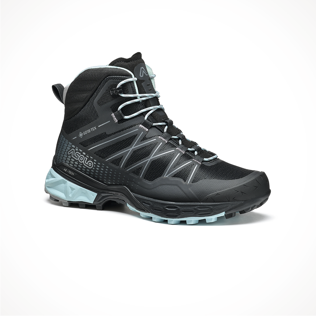 Product image: Footwear Asolo Womens Tahoe Mid GTX Black Celadon, shown from a three-quarter angled view.