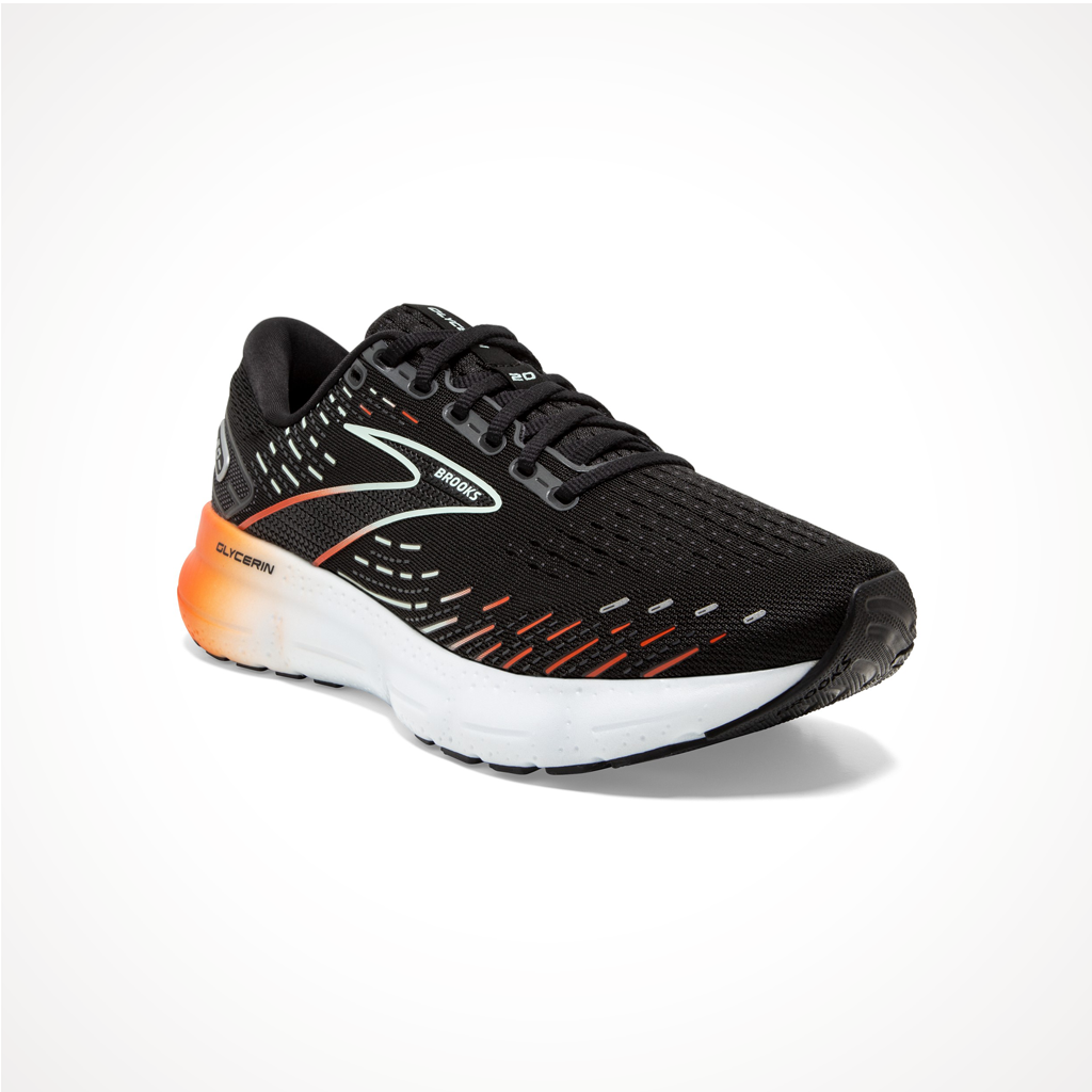 Product image: Footwear Brooks Womens Glycerin 20 Black Red Opal, shown from a three-quarter angled view.