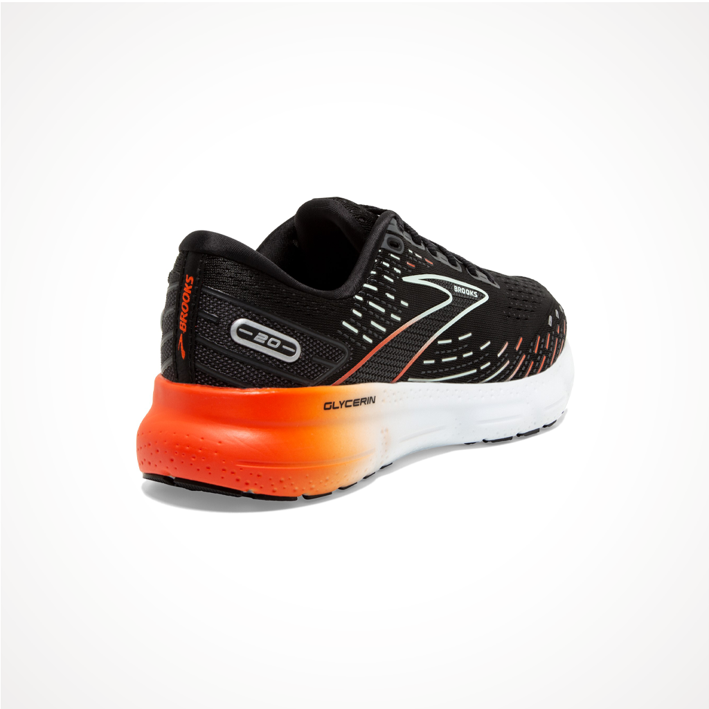 Product image: Footwear Brooks Womens Glycerin 20 Black Red Opal Iso Rear.