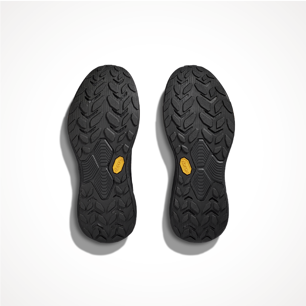 Product image: Footwear Hoka Mens Transport Black Black, showing the outsole tread pattern.