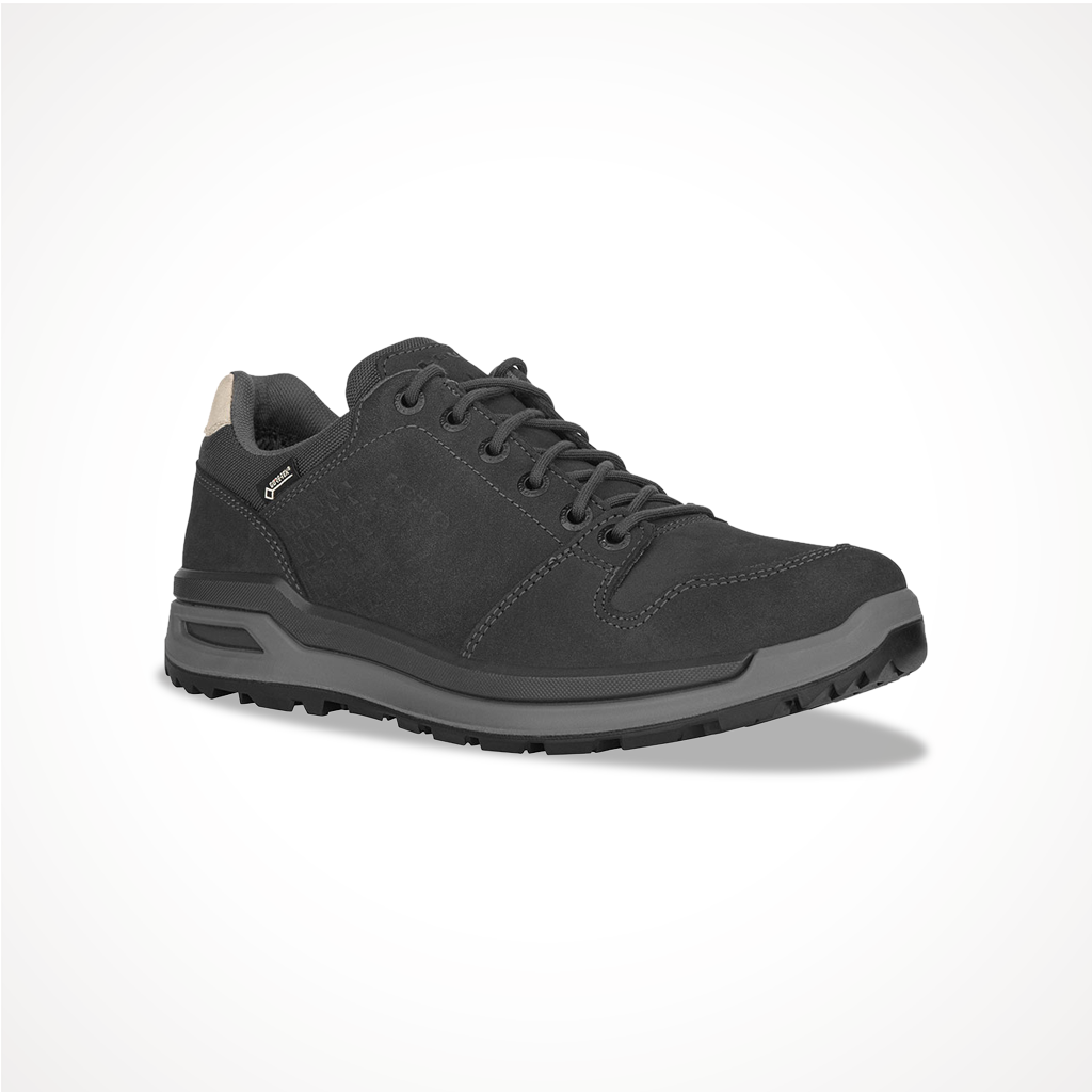 Product image: Footwear Lowa Mens Locarno GTX Lo Anthracite, shown from a three-quarter angled view.