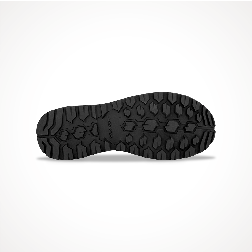 Product image: Footwear Lowa Mens Malta GTX Lo Steel Blue Dune, showing the outsole tread pattern.