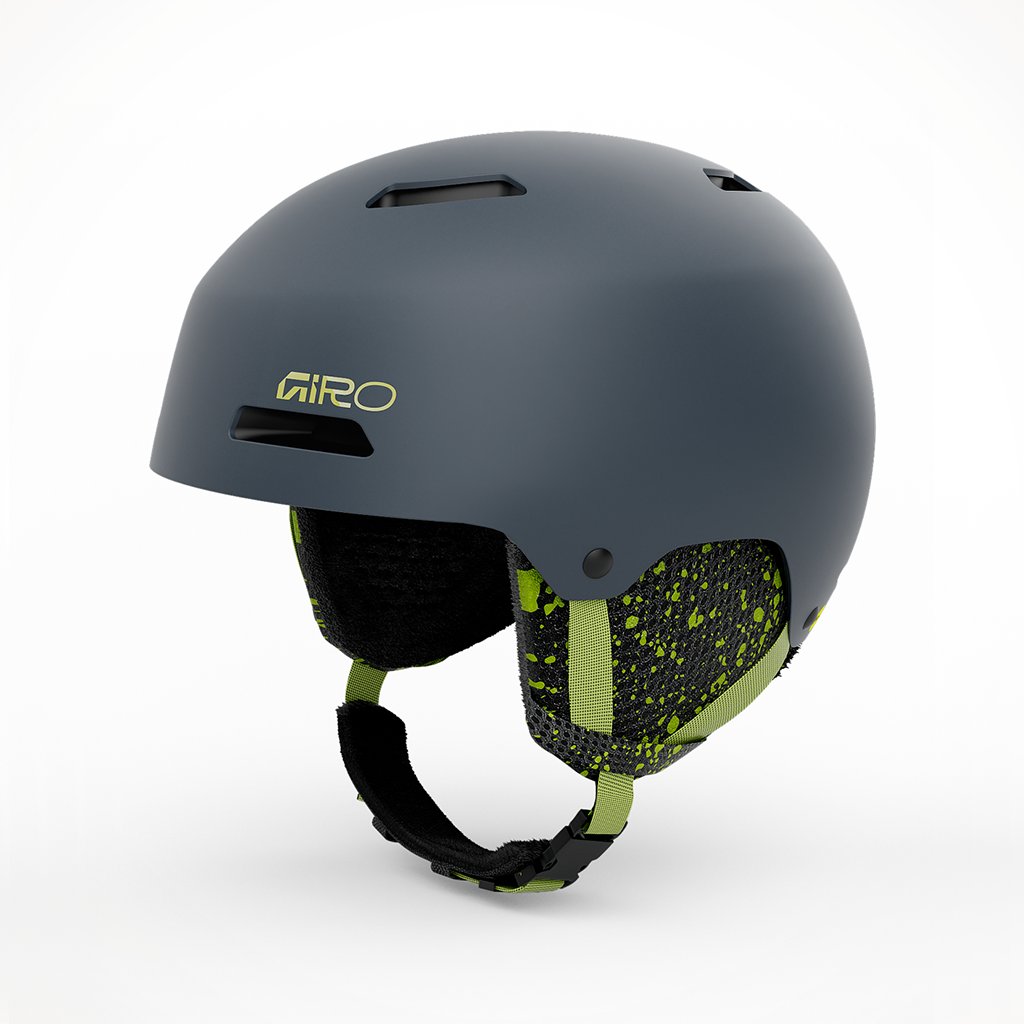 Product image: Giro Crue Mips Helmet Matte Indigo Kids 2025, shown from a three-quarter angled view.