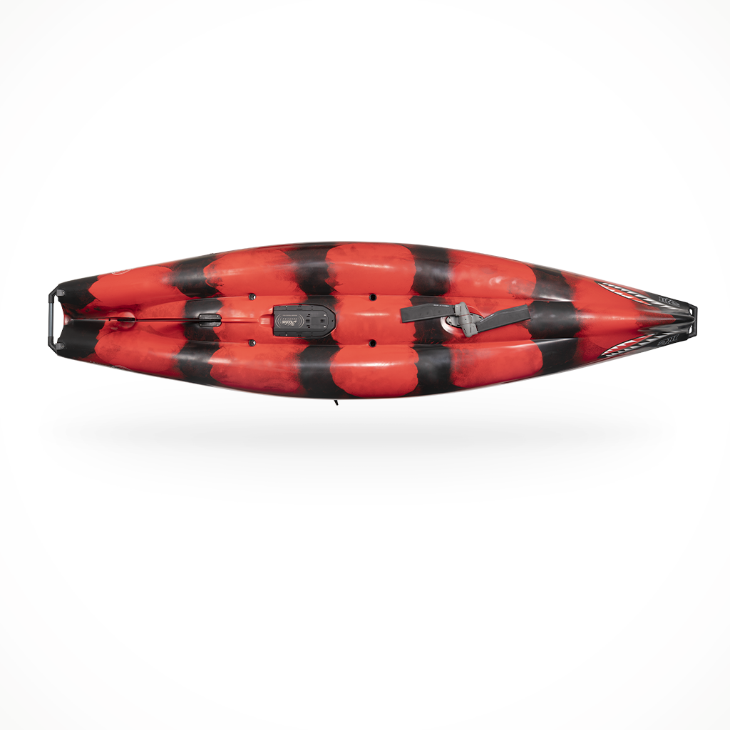 Product image: Hobie Mirage Pro Angler 14 360 IKE Red, showing the bottom view.