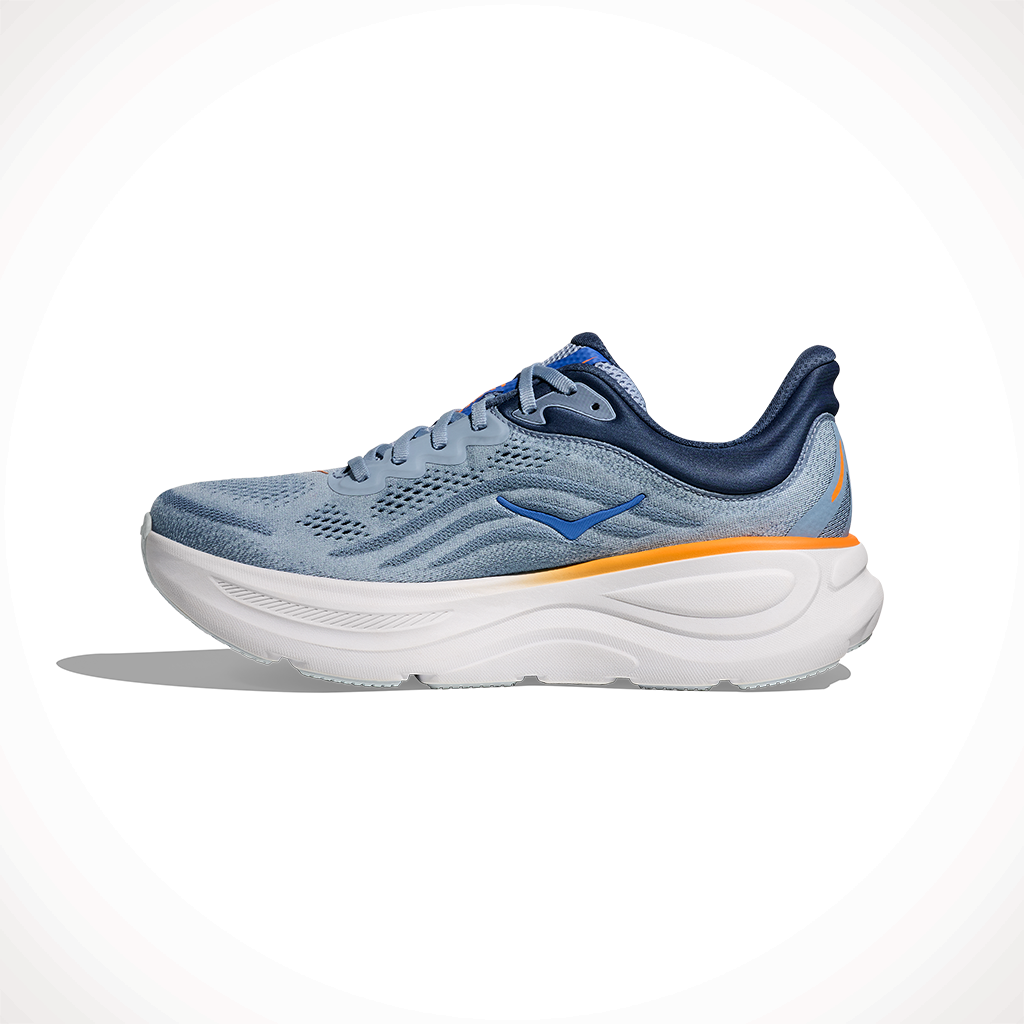 Product image: Hoka Bondi 9 Drizzle Downpour Mens 2025, shown from the left side profile.