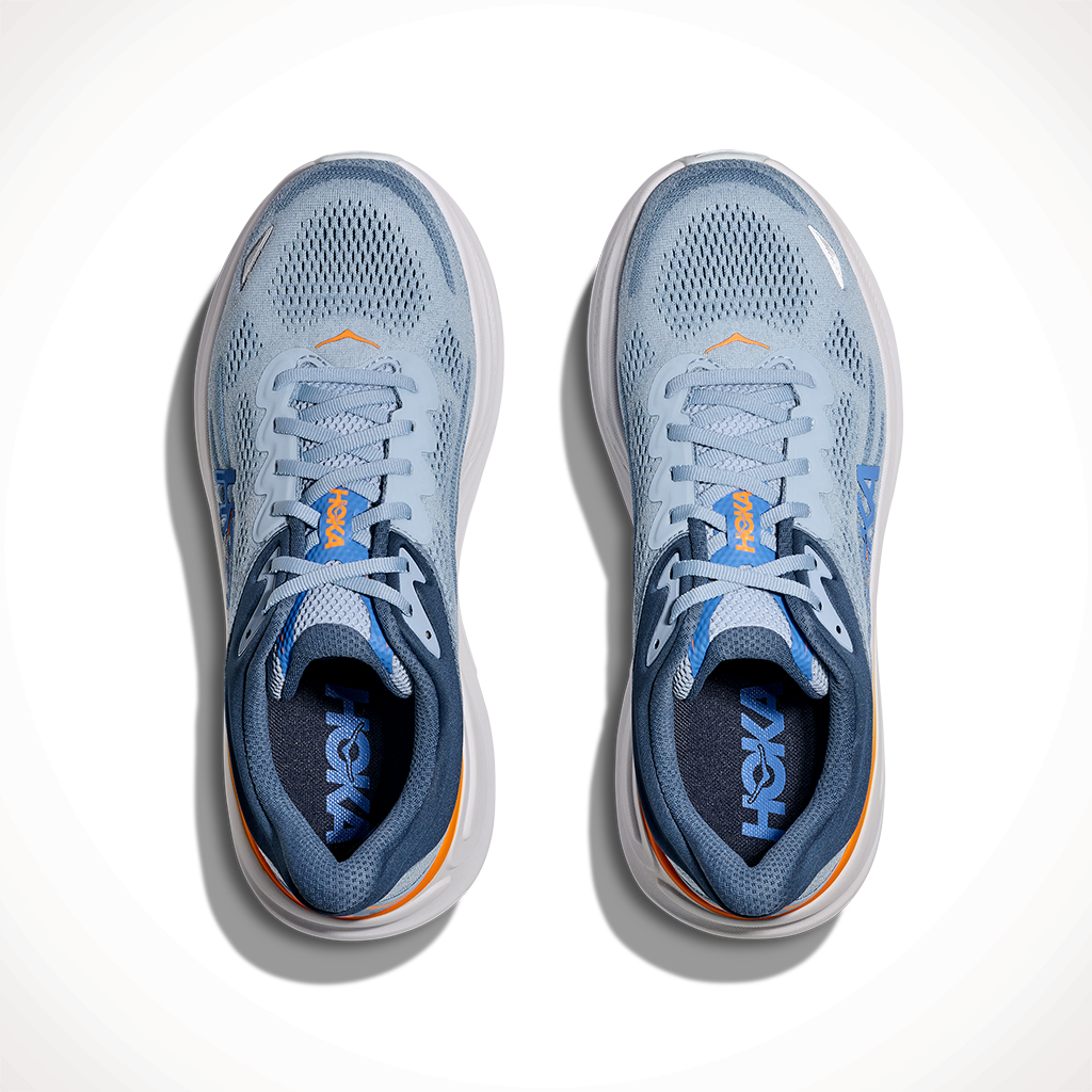 Product image: Hoka Bondi 9 Drizzle Downpour Mens 2025, shown from above.