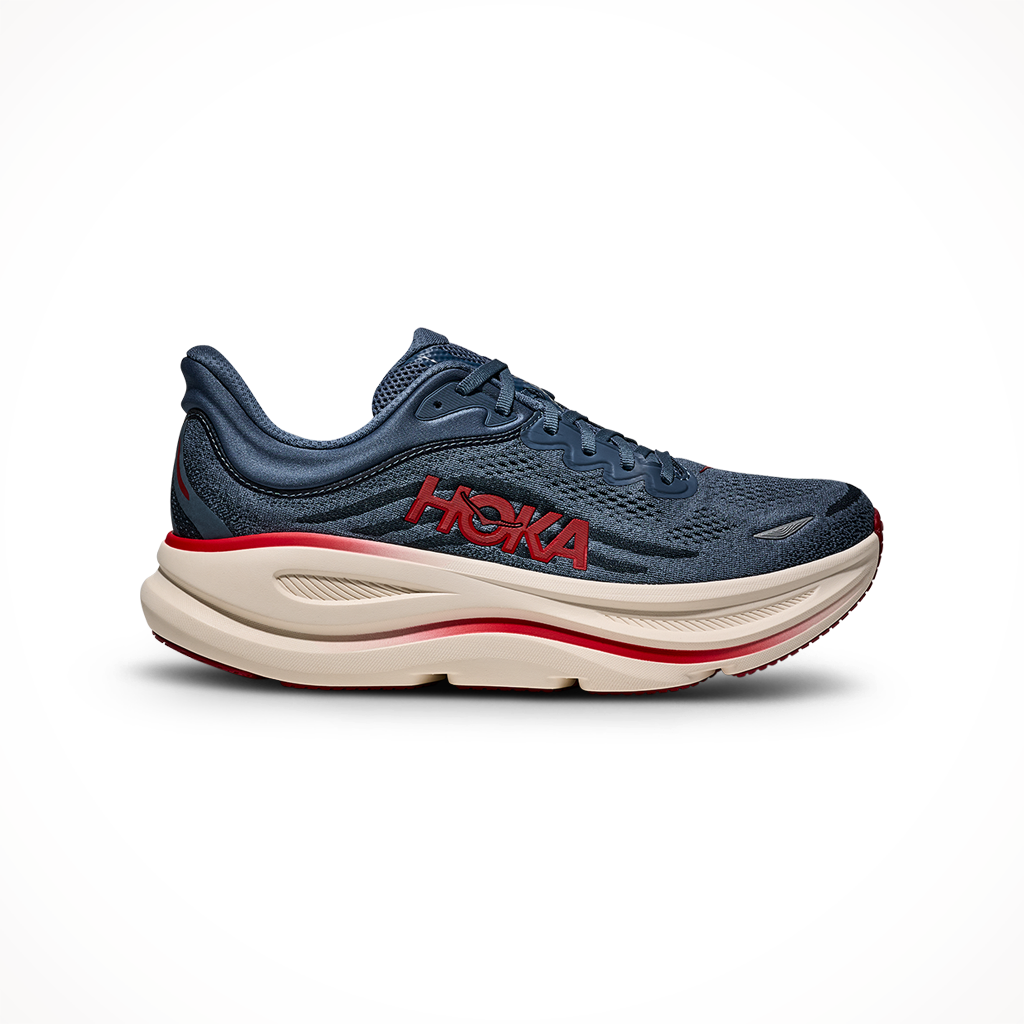 Product image: Hoka Bondi 9 Thunder C Loud Vermillion Mens 2026, shown in primary marketing view.