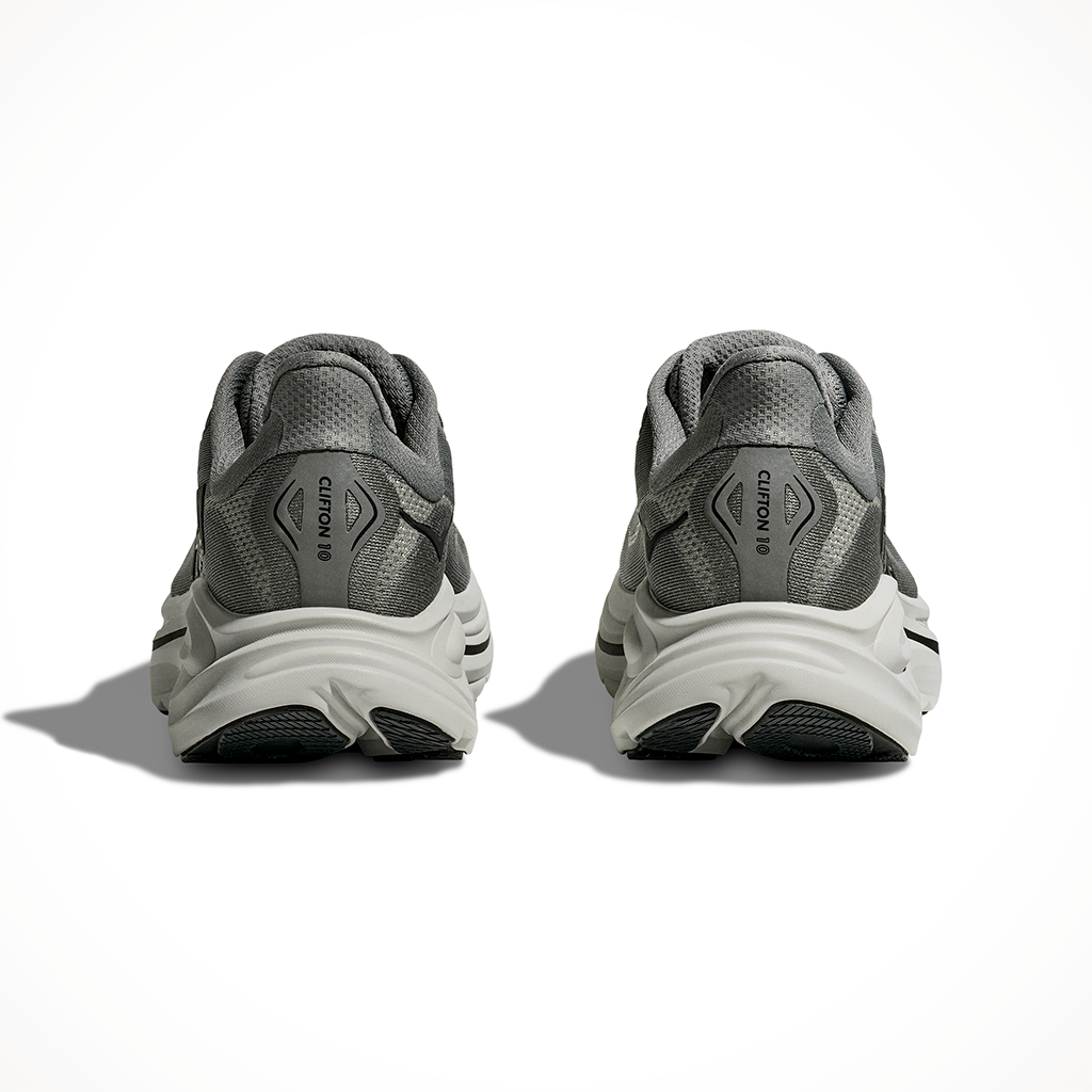 Product image: Hoka Clifton 10 Galactic Grey Asteroid Mens 2025, shown from the back.
