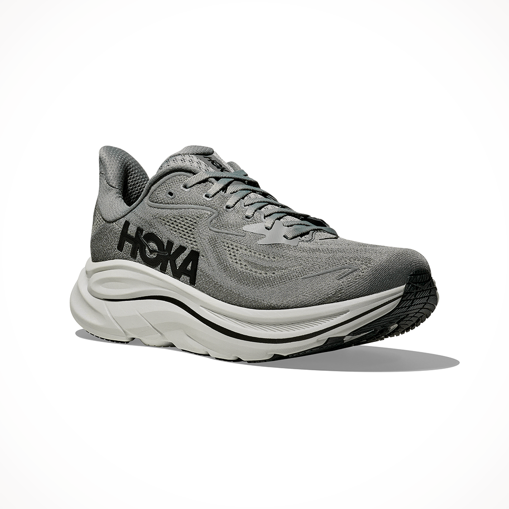 Product image: Hoka Clifton 10 Galactic Grey Asteroid Mens 2025, shown from a three-quarter angled view.