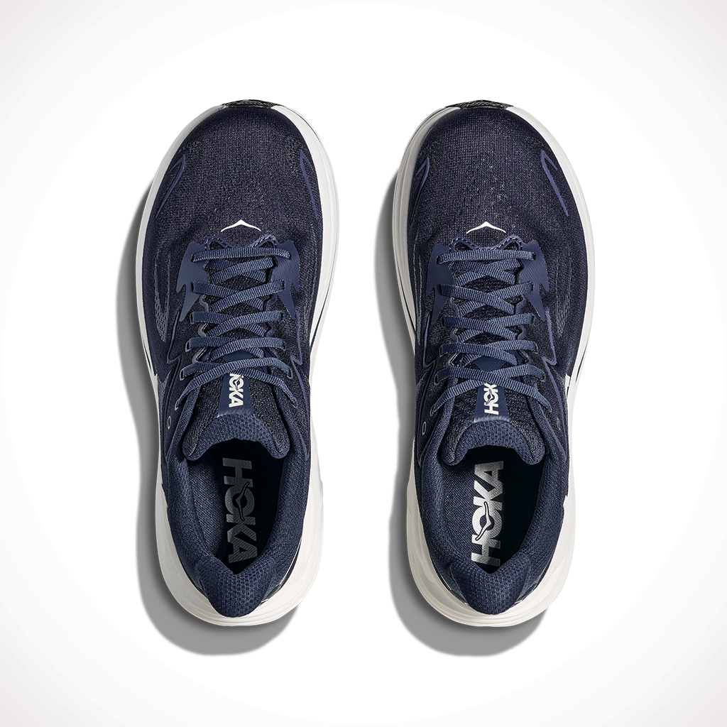 Product image: Hoka Clifton 10 Navy W Hite Mens 2025, shown from above.