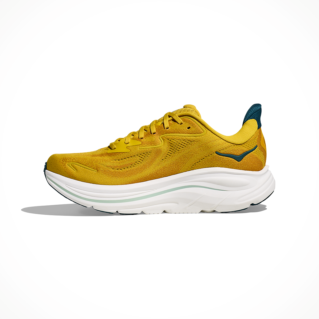 Product image: Hoka Clifton 10 Yellow Gold Tidal Wave Mens 2026, shown from the left side profile.