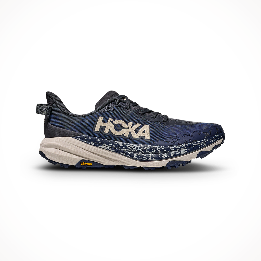 Product image: Hoka Speedgoat 6 Charcoal Grey Midnight Blue Mens 2025, shown in primary marketing view.