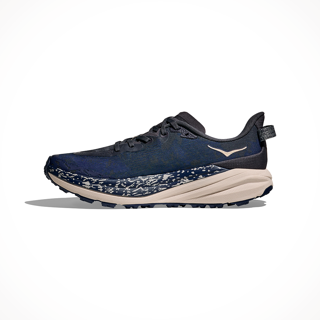 Product image: Hoka Speedgoat 6 Charcoal Grey Midnight Blue Mens 2025, shown from the left side profile.