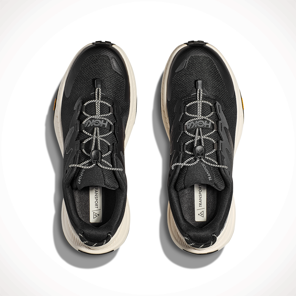 Product image: Hoka Transport Black Alabaster Mens 2025, shown from above.