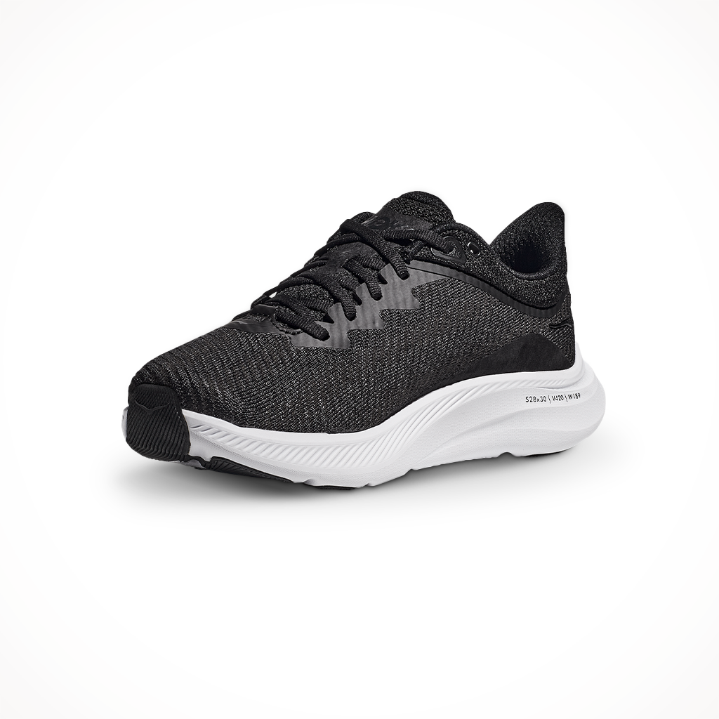 Product image: Hoka Womens Solimar Black White, shown from the left side profile.