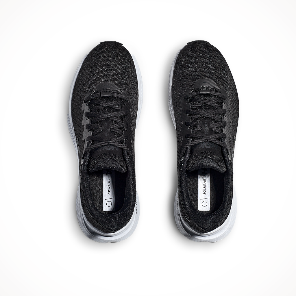 Product image: Hoka Womens Solimar Black White, shown from above.