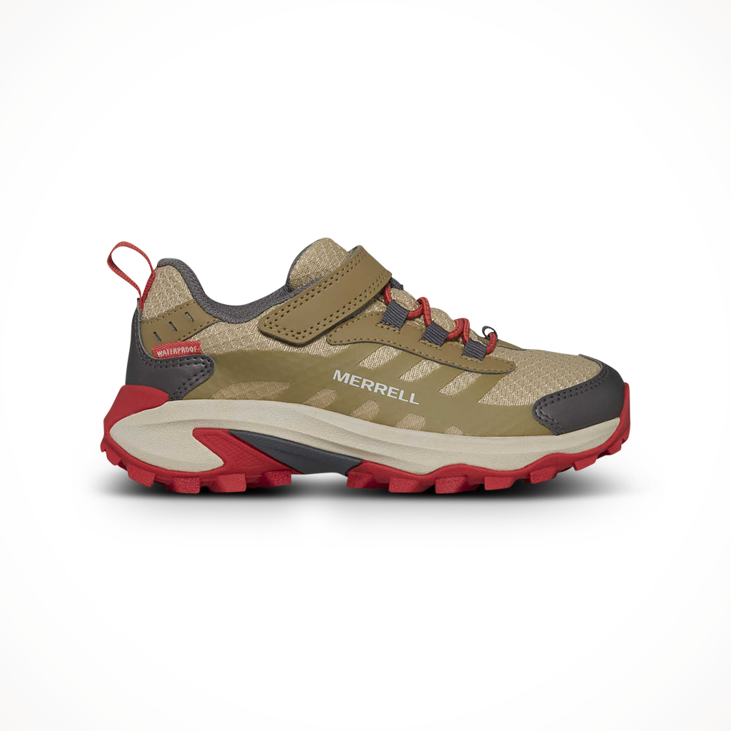 Product image: Merrell Moab Speed 2 Low AC WP Coyote Kids 2025, shown in primary marketing view.