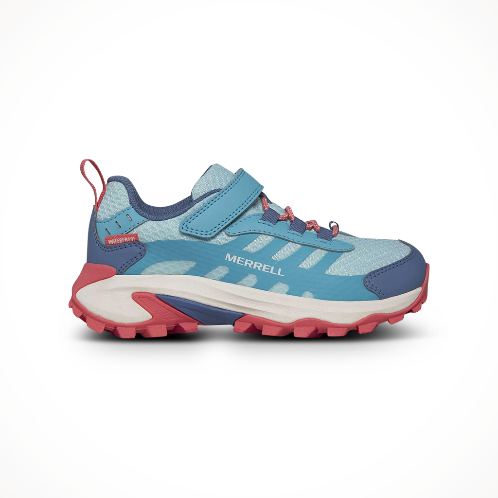 Product image: Merrell Moab Speed 2 Low AC WP Turquoise Coral Kids 2025, shown in primary marketing view.