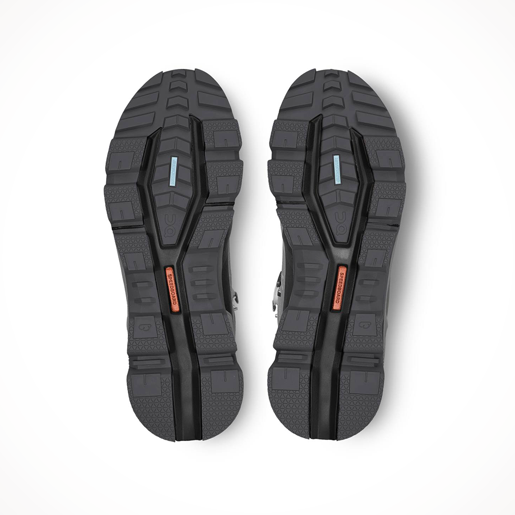Product image: On Mens Cloudrock2Waterproof Black Eclipse, showing the outsole tread pattern.