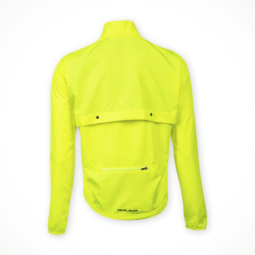 Product image: Pearl Izumi Quest Barrier Convertible Jacket Screaming Yellow Mens 2026, shown from the back.