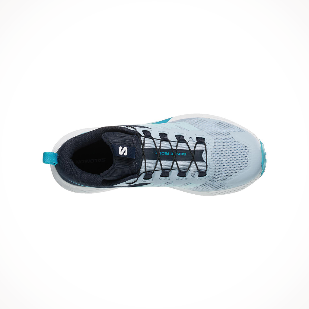 Product image: Salomon Sense Ride 5 Cashmere B Lue Peacock B Lue womens 2024, shown from above.