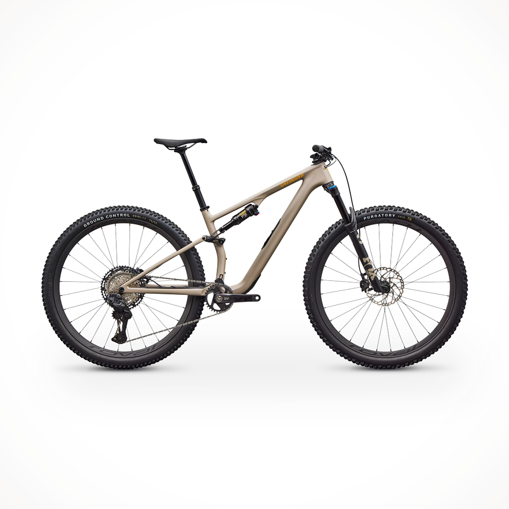 Product image: Specialized EPIC 8 EXPERT EVO DI2 SNDSTNMET CALSUN, shown in primary marketing view.