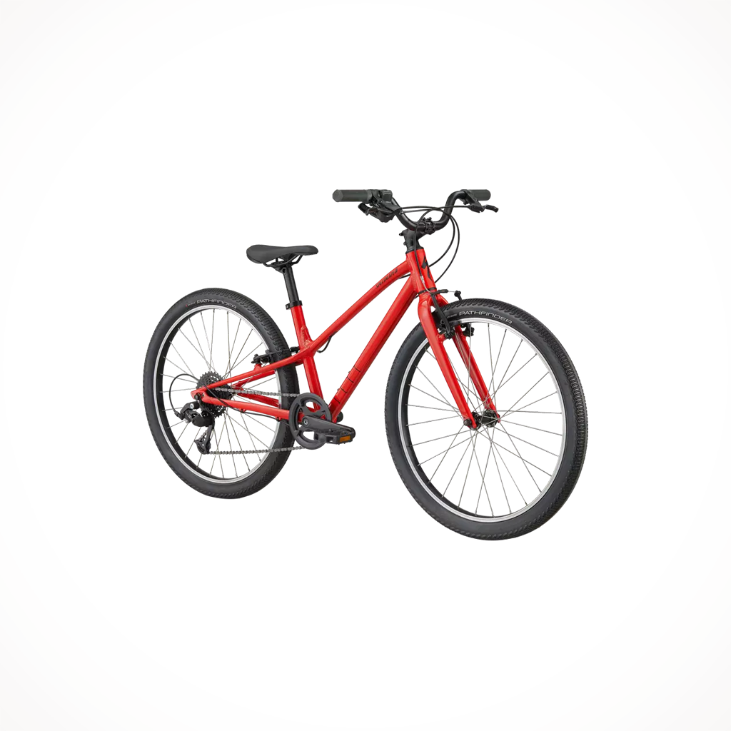 Product image: Specialized JETT 24 Gloss Flo Red 2022, shown from a three-quarter angled view.