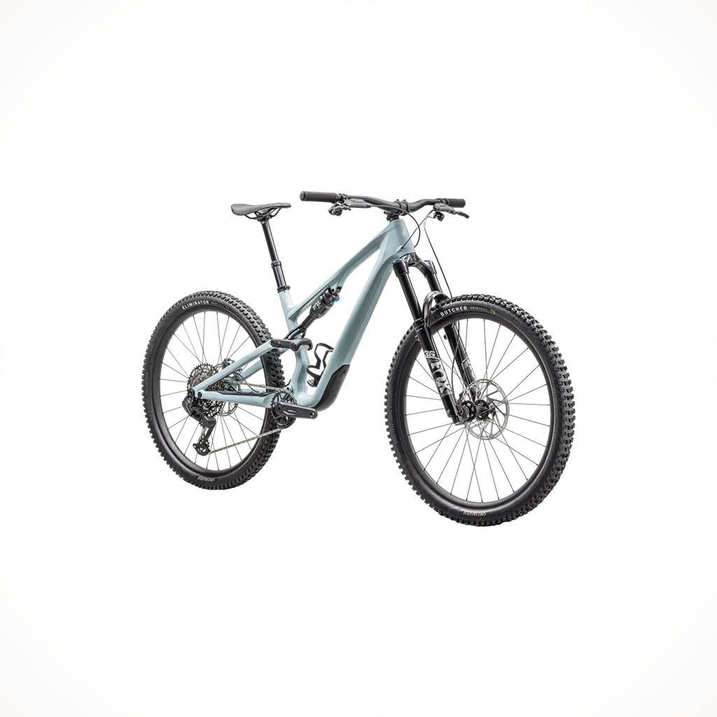 Product image: Specialized Stump Jumper 15 COMP Seafoam SILVER DUST 2025, shown from a three-quarter angled view.