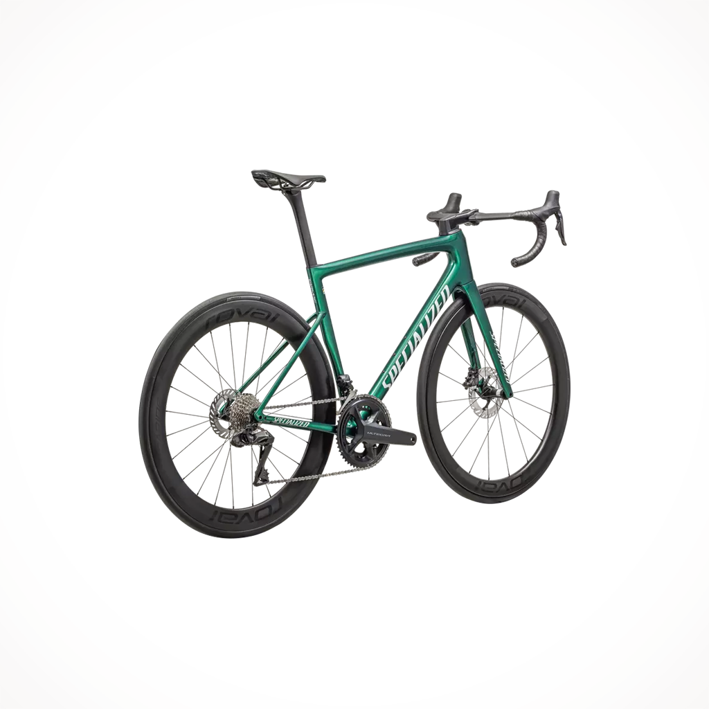 Product image: Specialized TARMAC SL8 PRO UDI2 Gloss Pine Green Metallic White 2024, shown from the back.