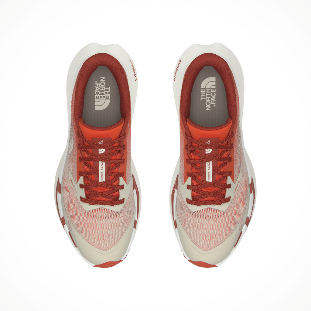 Product image: TNF Vectiv Enduris 4 Lava Red Calacatta Mens 2026, shown from above.