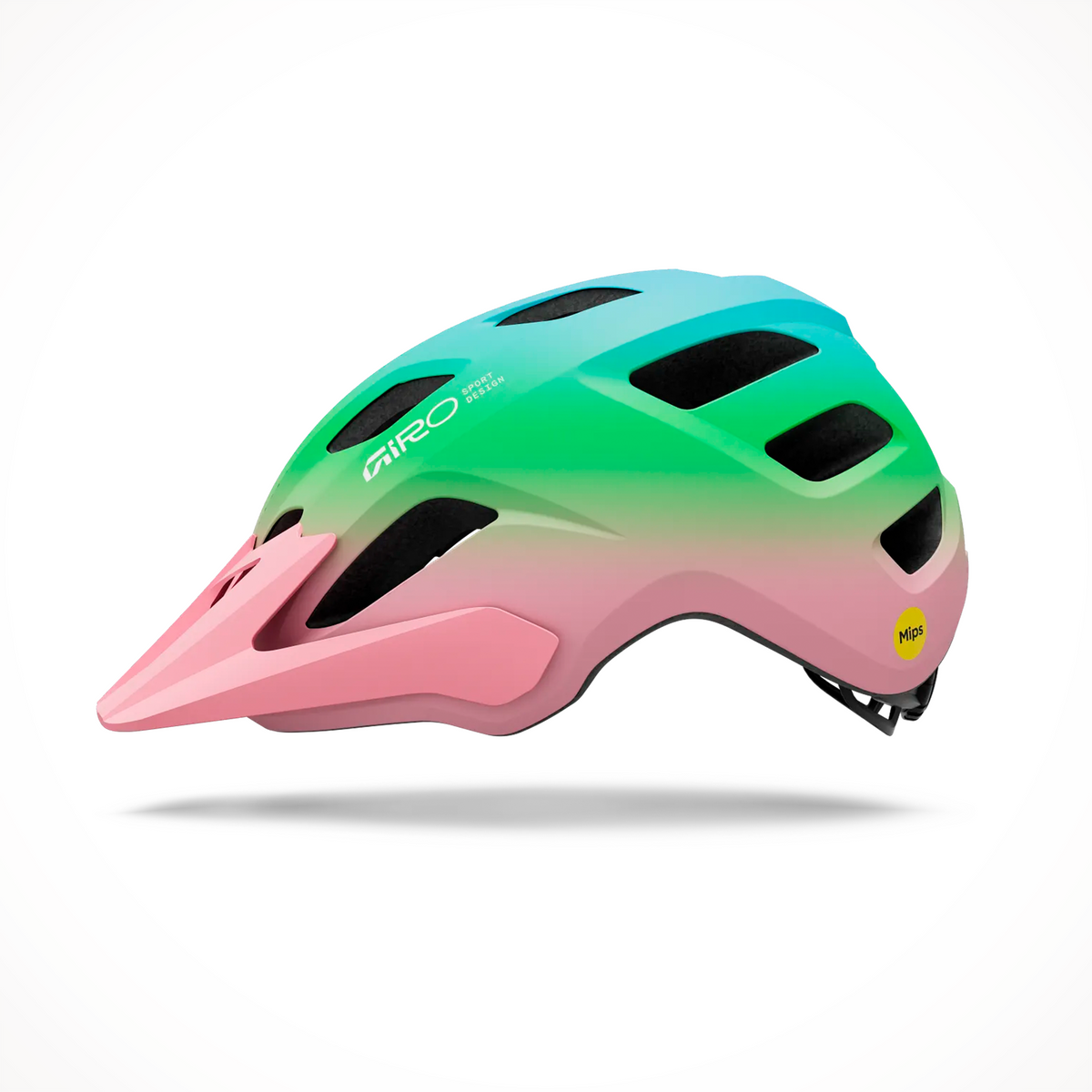 Product image: Tremor Mips Child Helmet Matte Pink Green K Ids 2026, side profile view.