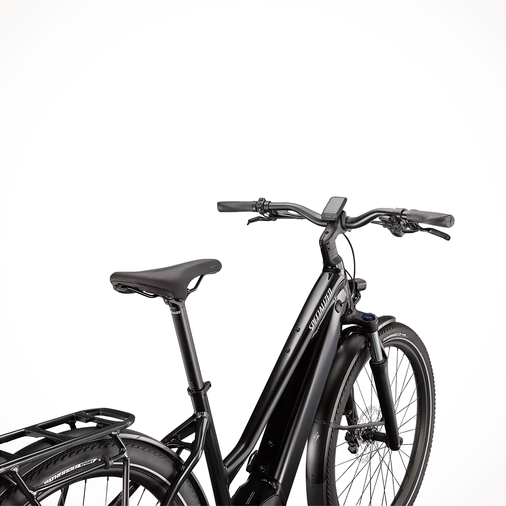 Product image: specialized turbo vado 3.0 step through Cast Black Silver Reflective Handle.