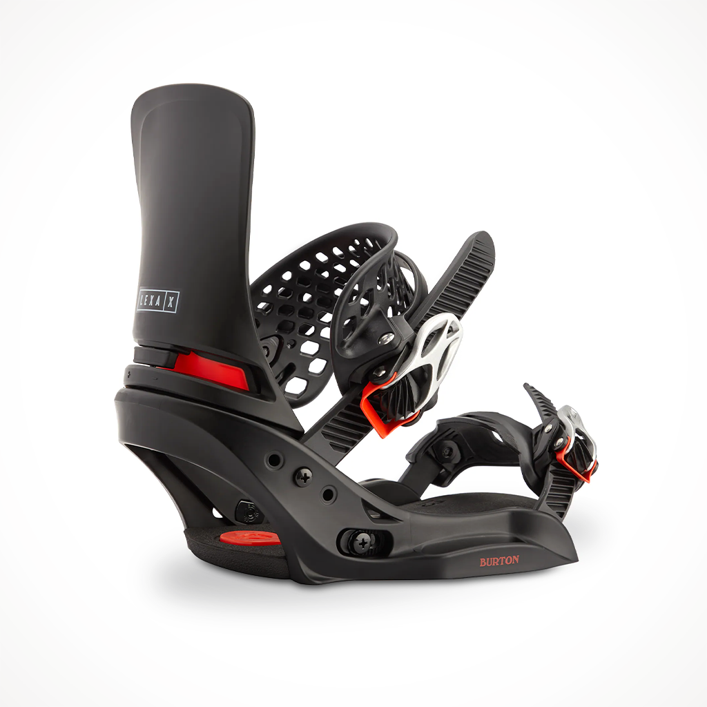 Product image: Burton Lexa X EST 2023 Snowboard Binding Black, shown from the back.