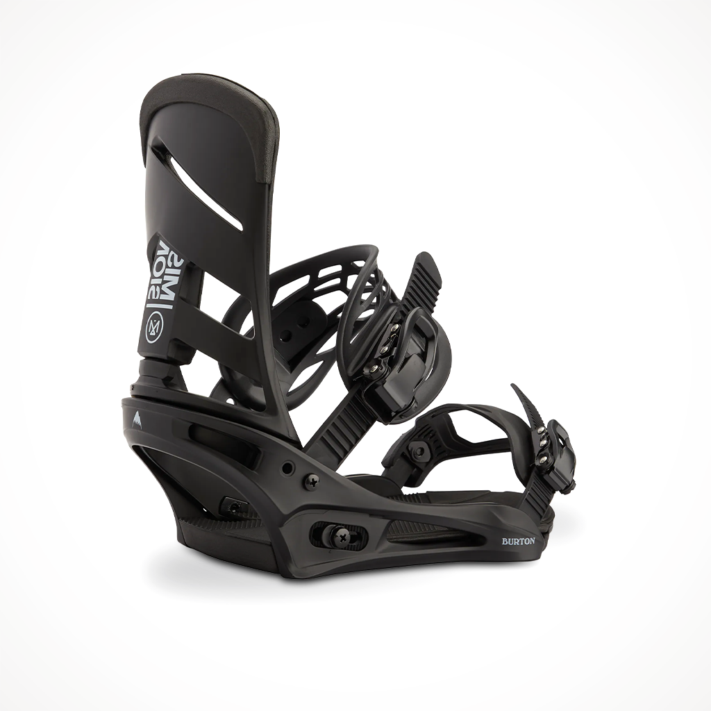 Product image: Burton Mission Re Flex Disc 2023 Snowboard Binding Black, shown from the back.