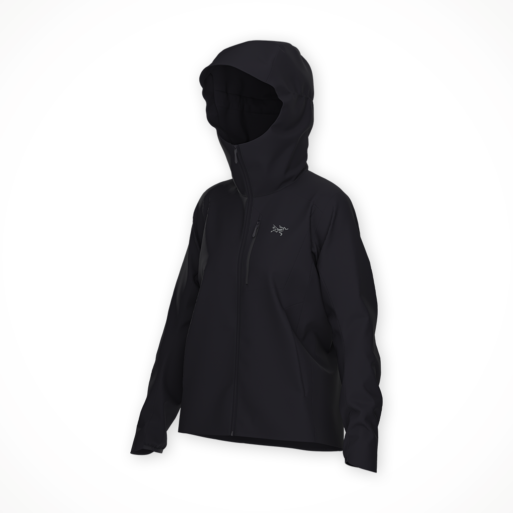 Product image: Arcteryx Gamma MX Hoody Black Womens 2025, shown from a three-quarter angled view.