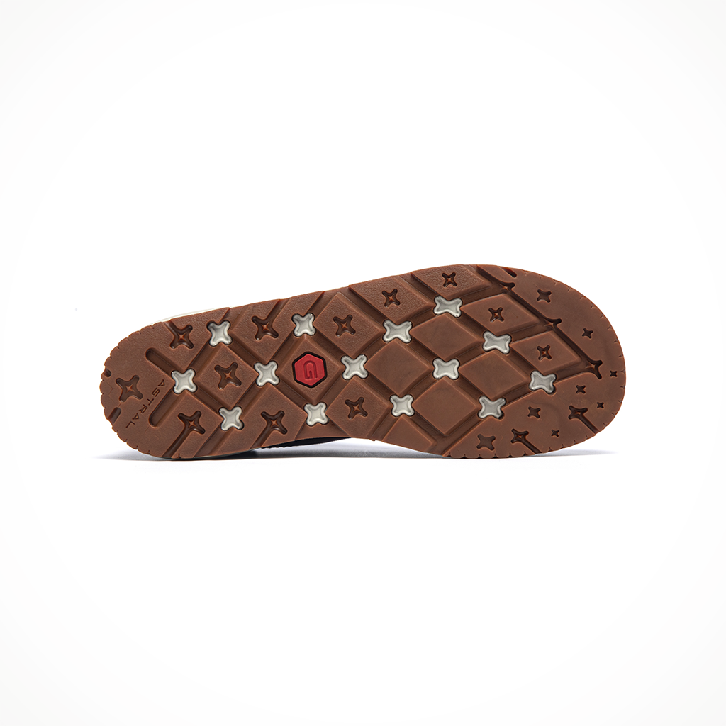 Product image: Astral Footwear Crewer Neptune Navy, showing the outsole tread pattern.
