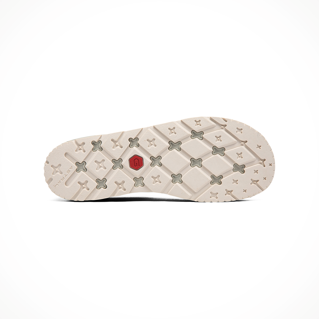 Product image: Astral Footwear Crewer AC Salty White, showing the outsole tread pattern.