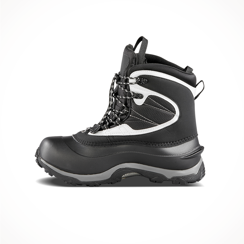 Product image: Baffin Mens Yoho Boot Black Silver, side profile view.