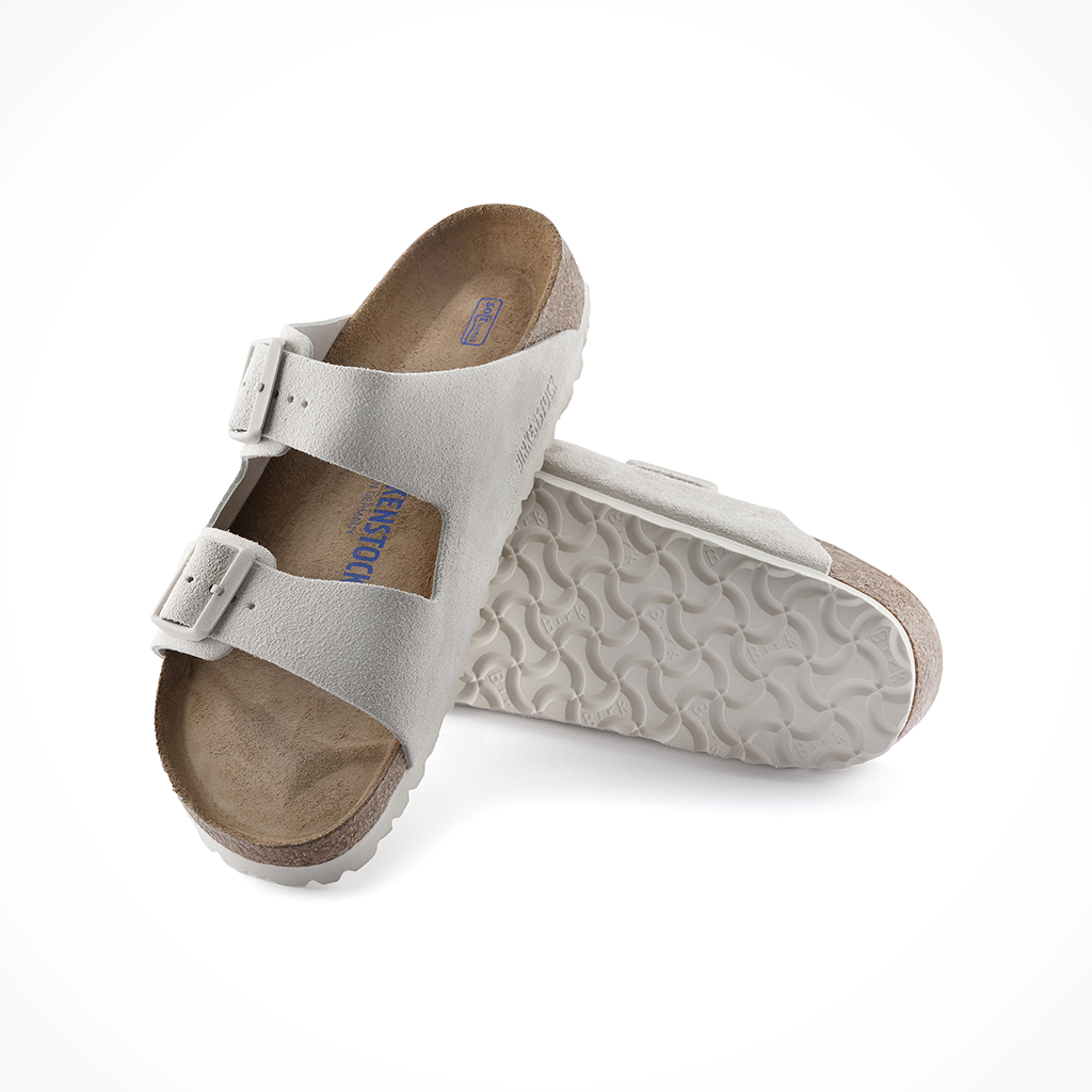 Product image: Birkenstock Arizona Soft Footbed Antique W Hite Womens 2026, shown as a pair.