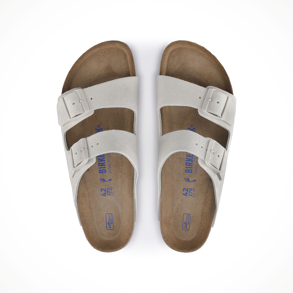 Product image: Birkenstock Arizona Soft Footbed Antique W Hite Womens 2026, shown from above.