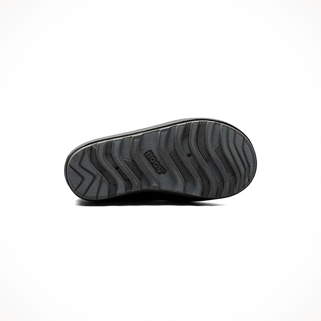 Product image: Bogs Kids Snow Shell Boot Neon Unicorn Purple Multi, showing the outsole tread pattern.