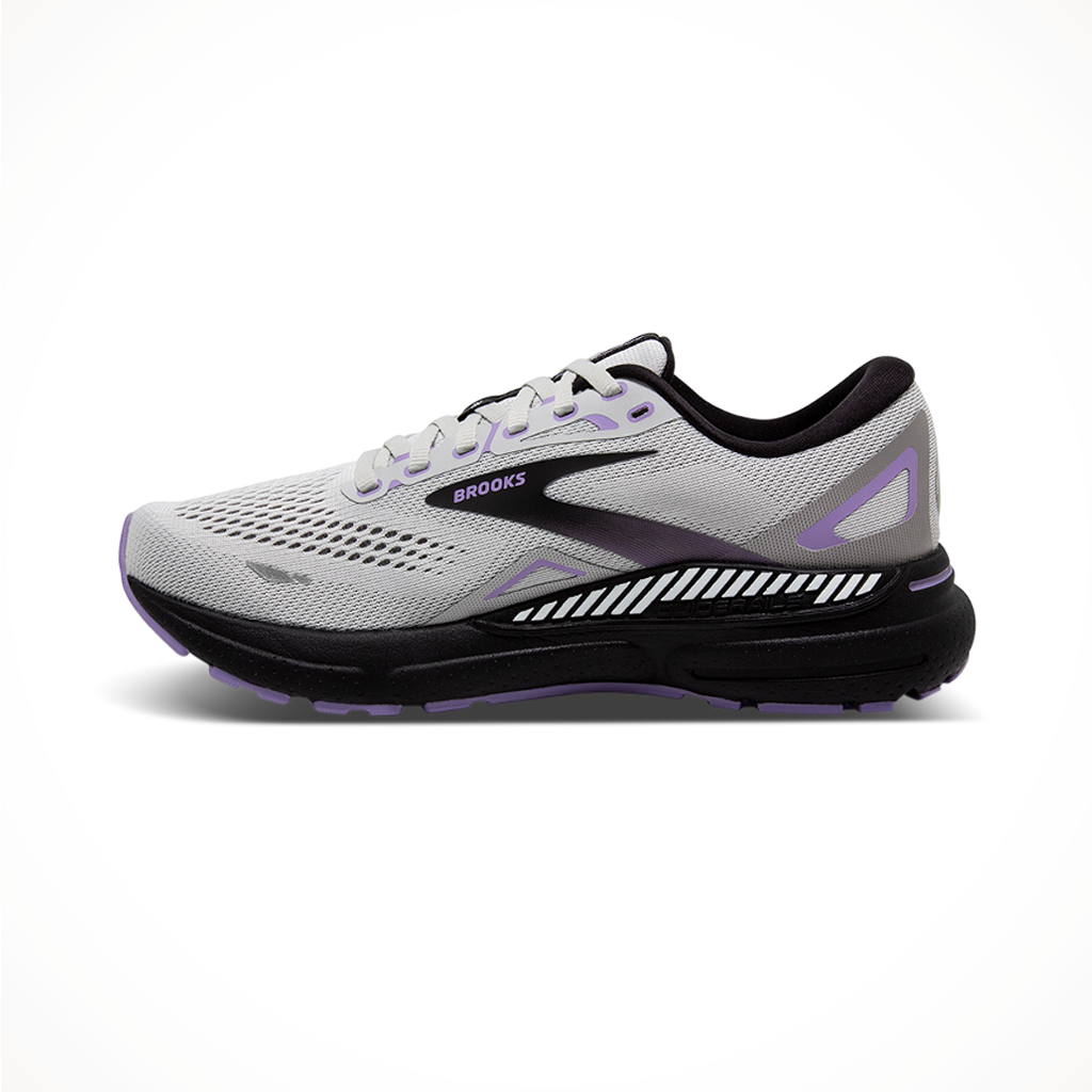 Product image: Brooks Womens Adrenaline GTS 23 Grey Black Purple Side 2.